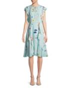 Floral-print Sleeveless Ruffle Dress