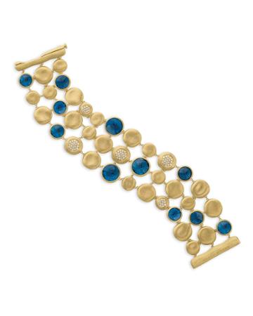 Jaipur 18k London Blue Topaz W/ Diamond Three Strand Bracelet