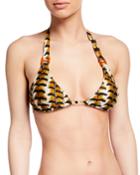 Animal-print Triangle Bikini Top