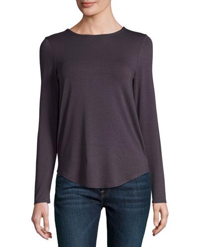 Basic Crewneck Long-sleeve Tee, Gray