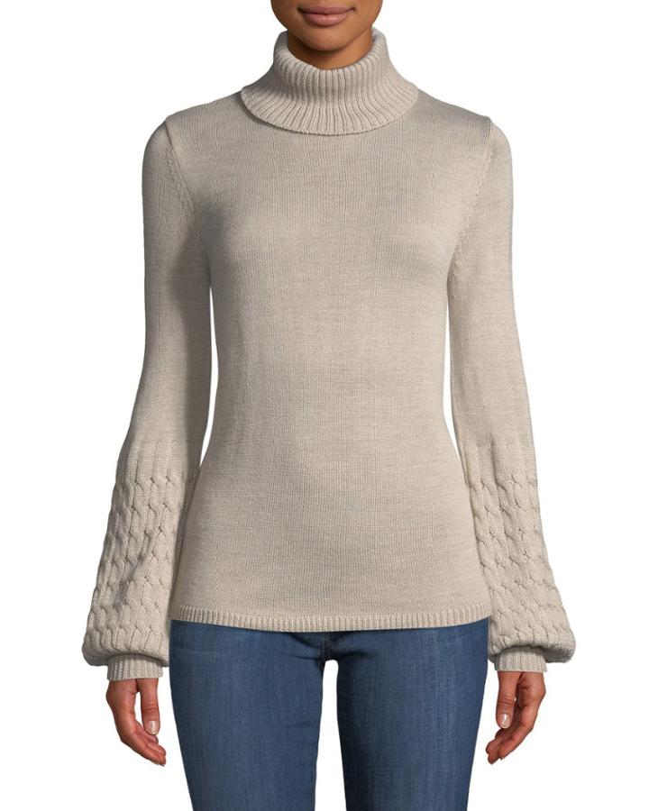 Turtleneck Balloon-sleeve