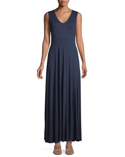 V-neck Sleeveless Maxi Jersey Dress