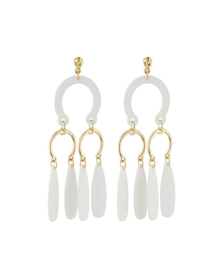 Long Resin Drop Earrings, White