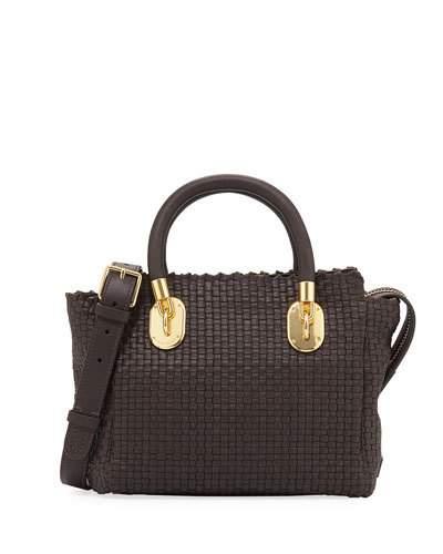 Benson Ii Woven Small Square Tote Bag, Brown