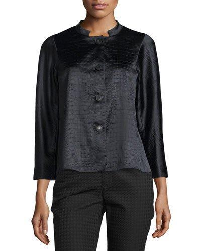 Alligator-embossed Satin Topper, Black