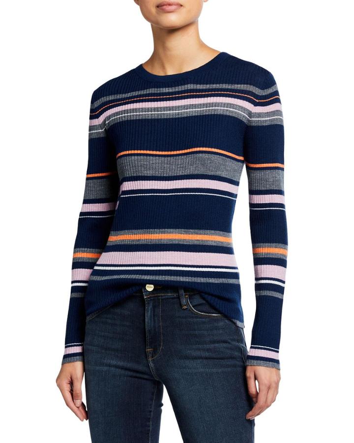 Panel-stripe Long-sleeve Ribbed