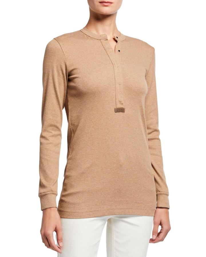 Ribbed Monili-beaded Henley