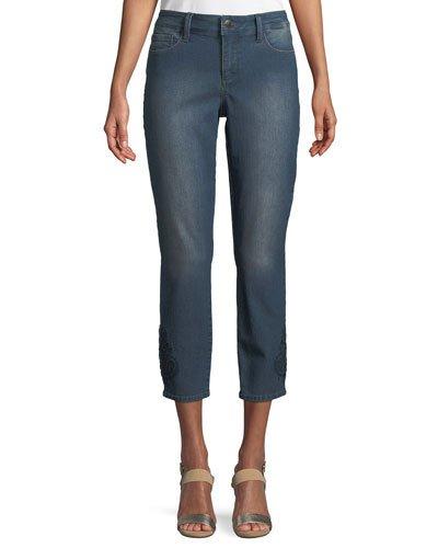 Alina Eyelet-embroidered Ankle Jeans