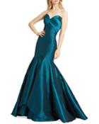 Metallic Mesh Strapless Trumpet Gown