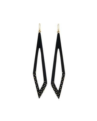 Huru Starry Geometric Dark Horn Drop Earrings
