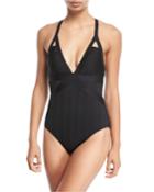 Fine Line Plunge-neck One-piece