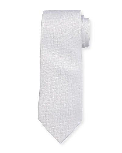 Boxed Silk Tie, White