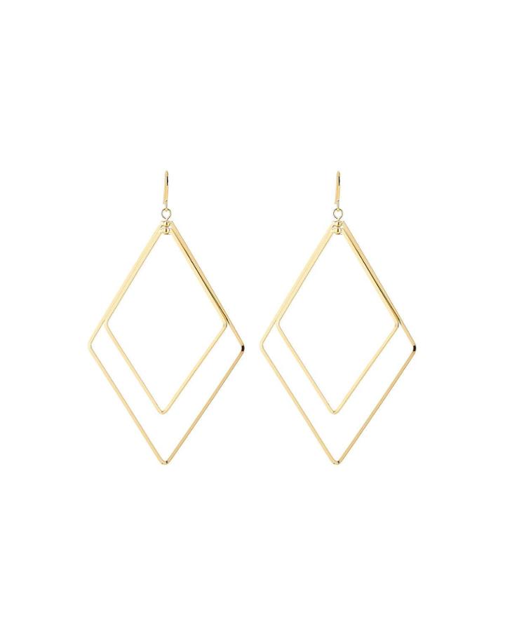 Double Diamond-shaped Drop Earrings