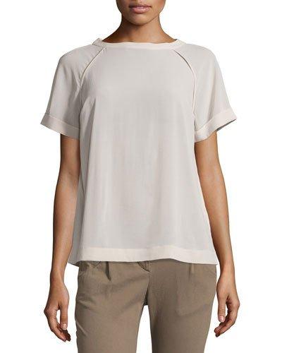 Short-sleeve Georgette Topper, Vanilla