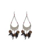 Open Bead & Feather Dangle Earrings