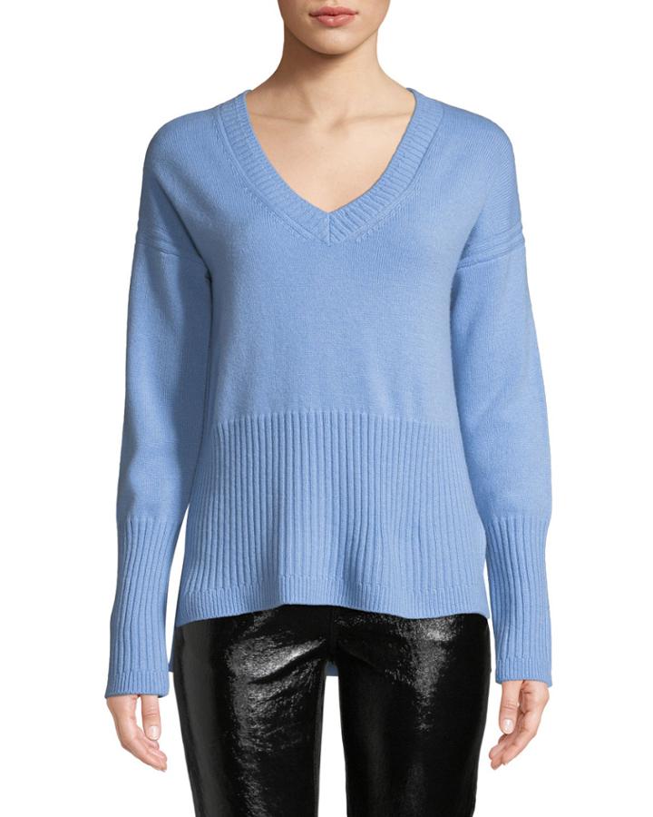 Ribbed V-neck Cashmere