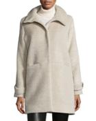 Long-sleeve Alpaca-blend Snap-front Coat