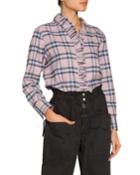 Awendy Plaid Ruffle-front