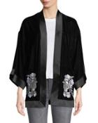 Embroidered Velvet Cardigan