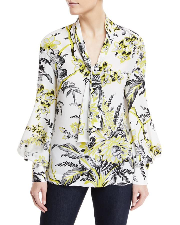 High Neck Floral-print