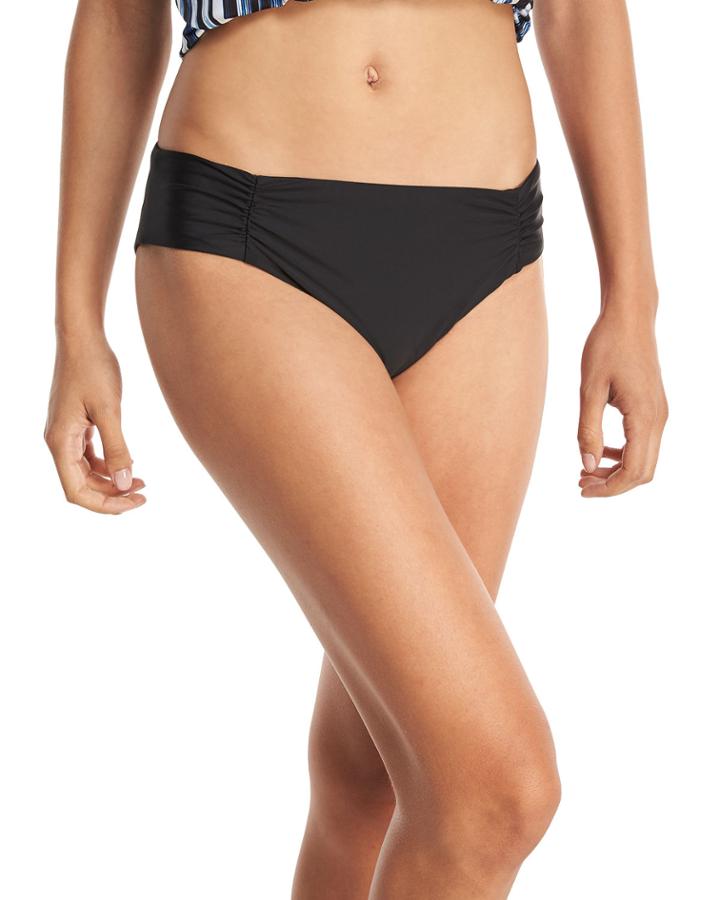 Hey There Shirred-side Hipster Swim Bikini Bottom,
