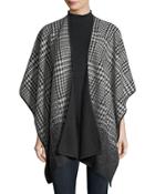 Houndstooth Fleece Open-front Poncho