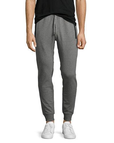 Faux Leather-trim Jogger Pants, Ash