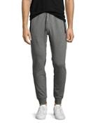 Faux Leather-trim Jogger Pants, Ash