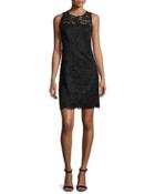 Bella Sleeveless Bateau-neck Lace Dress, Jet