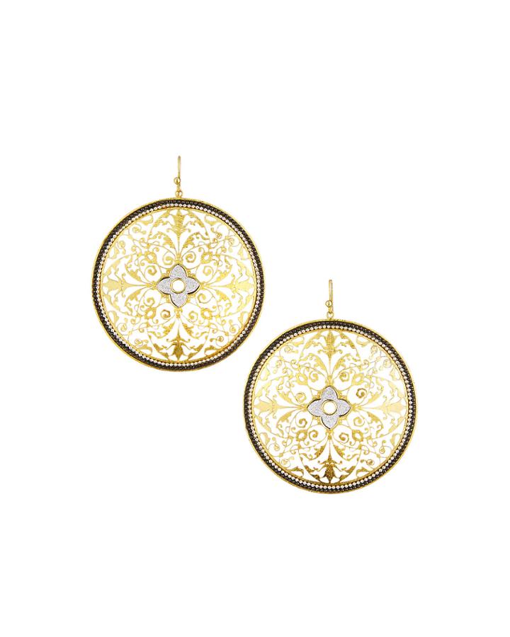 Tricolor Filigree Round Earrings