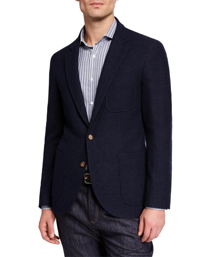 Men's Solid Deconstructed Wool-cashmere Blazer
