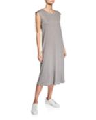 Tie-on-the-shoulder Lace-up Midi Dress, Gray