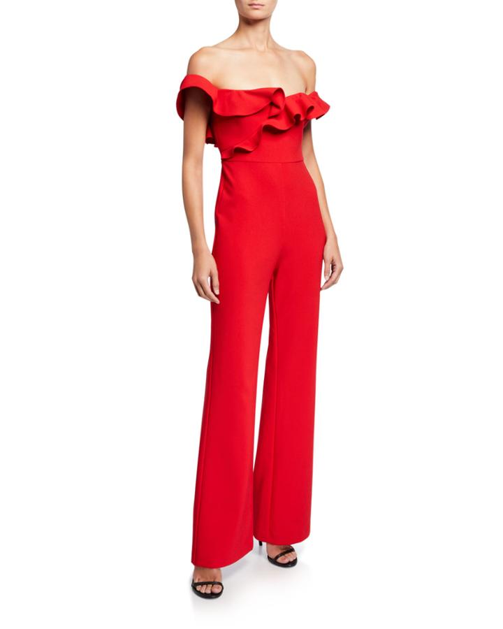 Miller Ruffle-trim Off-the-shoulder Jumpsuit