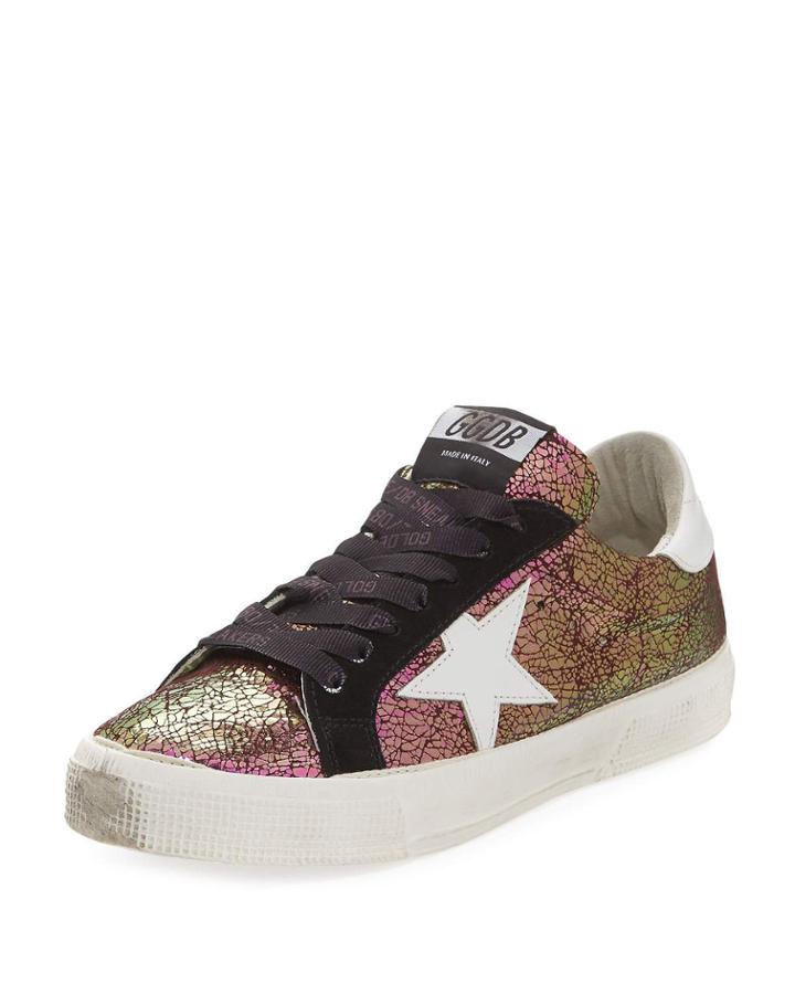 May Crackled Low-top Sneakers, Purple