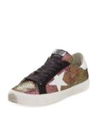May Crackled Low-top Sneakers, Purple