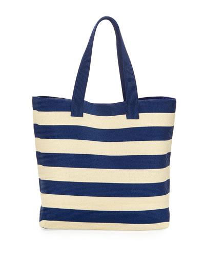Wide Striped Tote Bag, Blue