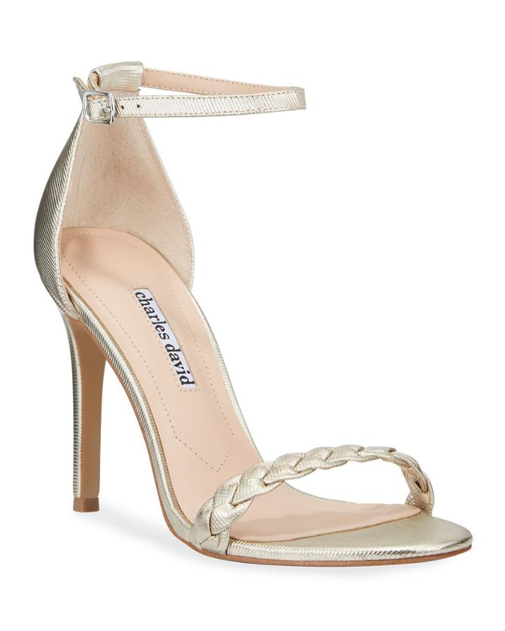 Metallic Woven Leather Ankle-strap