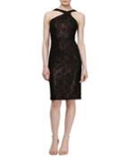 Foil-print Cross-front Cocktail Dress