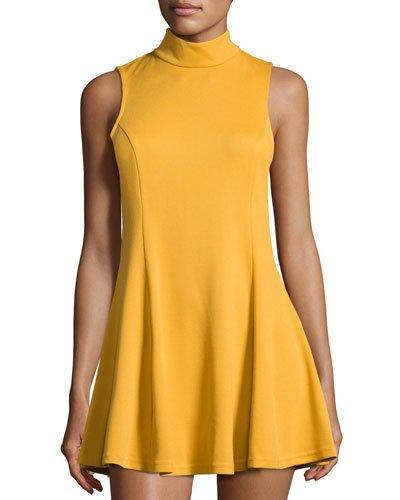 Moon High-neck Tank Dress, Yellow