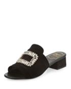 Strass-buckle Suede Slide