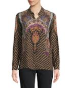 Long-sleeve Allover Paisley-print