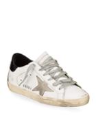 Distressed Leather Sneakers, White Pattern