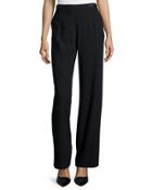 Pleated-front Wide-leg Trousers, Black