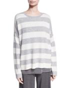 Petite Round-neck Long-sleeve Striped