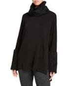 Faux-fur Cowl-neck Fleece Tunic