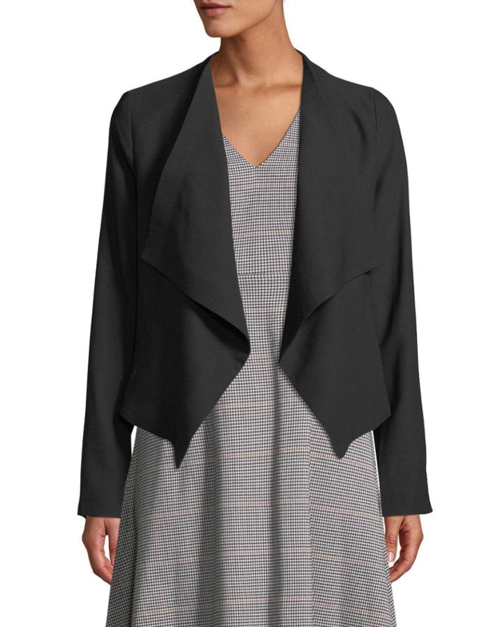 Draped Crepe Open-front Jacket
