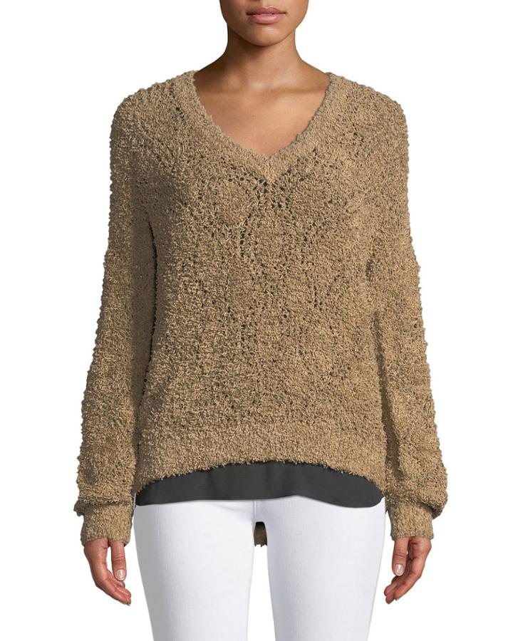 Layered Cozy Knit Sweater & Chiffon Tank
