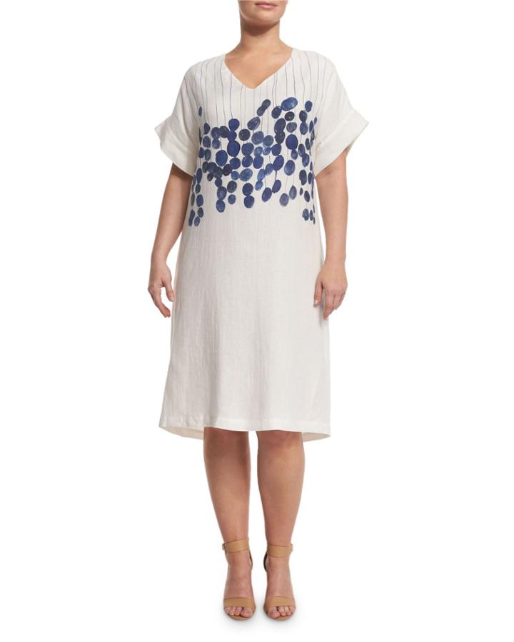 Plus Size Diretto Short-sleeve Floral-print Dress