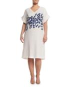 Plus Size Diretto Short-sleeve Floral-print Dress