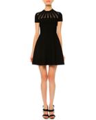 Sunburst Fit-&-flare Dress, Black